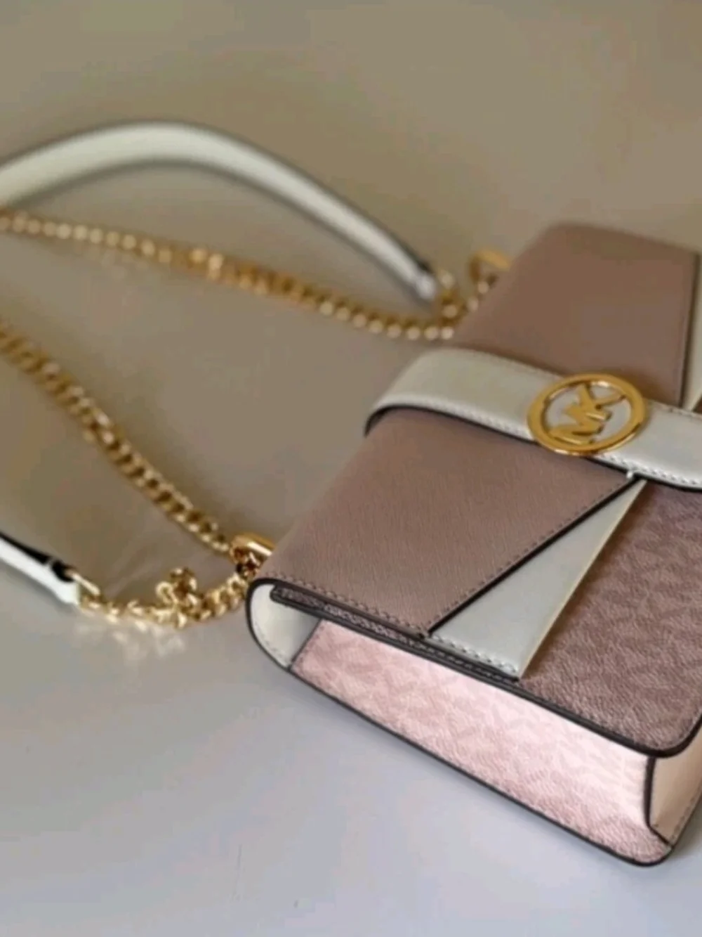 Michael Kors Greenwich Small Flap Shoulder Crossbody Bag MK Pink Multi